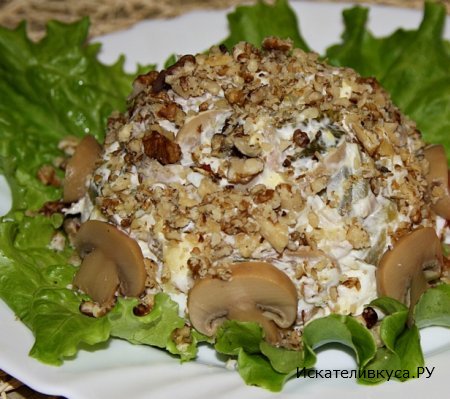 Салат из говяжьего языка с грибами