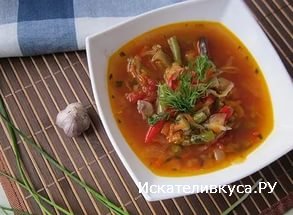 Польский суп с фасолью и колбасой